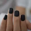 False Nails Short False Press on Nails Full Cover Artificial Acrylic Black Matte Faux Tips Salon Quality Fake Gel 24pcs 220225