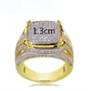 18k or carré diamant bague champion moto hip hop anneaux pour hommes bijoux de mode will and sandy