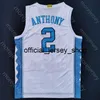 2020 New North Carolina College Basketball Jersey NCAA 2 Cole Anthony White All Stitched och Broderi Män Ungdomsstorlek