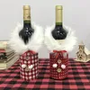 Anjule red and white plaid bottle set Plush cloth Christmas decoration6608628
