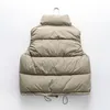 Winter Weste Frauen Weste Gepolsterte Weste Weibliche Casual Warme Westen frauen Stehkragen Ärmellose Jacke Taschen Streetwear Mantel 201029