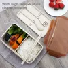 960 ML portatile materiale sano Lunch Box 1 strato di paglia di grano Bento Boxes microonde stoviglie contenitore per la conservazione degli alimenti Foodbox 201128