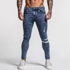 Jeans skinny jeans de gingtto jeans de jeans raspados grandes e altos jeans azuis esticados para homens cintura elástica angustiada 32 perna 30 ZM49 T200614