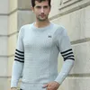 Mäns Tröjor 2021 Park O-Neck Tjock Varm Pullover Män Casual Striped Sweater Kläder Höst Vinter Knitwear Pull Homme