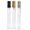 5ml 10ml transparent glassprayflaska Tom klar påfyllningsbar parfymfördelare med guld silverlock bärbara provglasflaskor