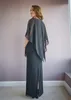 Vestido tubo de gasa para madre de la novia, gris oscuro, con cuentas, largo hasta el suelo, vestidos de noche largos, vestidos de madre para invitados de boda