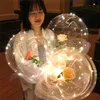 Saint Valentin LED ballon lumière lumineuse Bobo Ball clignotant LED lumières Rose Bouquet Rose cadeau ballon pour fête d'anniversaire mariage 3521617