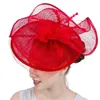 Cappelli a tesa avara Mingli Tengda Cappello rosso a rete da donna British Fashion Banchetto Horse Racing Festival Maschera misteriosa Copricapo Fascinator1