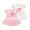 Pasgeboren baby meisje clothesdresses zomer roze prinses meisjes kleding sets voor verjaardagsfeestje 0 3 maanden gewaad bebe fille G1221