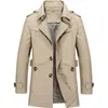 Herrjacka Slim Fit Spring Autumn Casual Trench Coat Mens varumärke Klädrockar Male Ytterkläder 5xl SA623