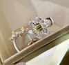 S925 argento Orecchino a clip di qualità lussuosa con diamante scintillante in colore giallo e bianco per le donne regalo di gioielli da sposa spedizione gratuita PS871