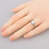 Аутентичное кольцо из стерлингового серебра с бриллиантами, свадебные украшения, подарок на помолвку, квадратные блестящие кольца Halo для женщин210p6942882