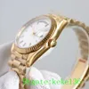 ファッショントップクオリティメンズウォッチ128238 36mmイエローゴールドホワイトダイヤルサファイア日本の運動自動メカニカルメンズLuminescent Watches腕時計