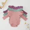 Baby Girl Clothes Toddler Solid Romper Flare Pants Headband 3pcs Sets Cotton Long Sleeve Girls Outfits Boutique Baby Clothing LSK645-1