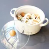 Cartoon Creative Animal bol de nouilles en céramique avec capuchon double oreille anti-brûlure style coréen grand bol de soupe 201214