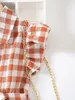 Toddler Girls Gingham Print Ruffle Trim Belted Shirt Klä henne