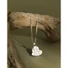 Koreaanse versie ins minderheid eenvoudige textuur liefde varken neus ketting S925 sterling zilveren ketting meisje perzik hart verjaardag cadeau dame q0531