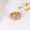 Bankiet para ślubne retro pierścionki pozłacane geometria sześcienna cyrkonia pierścień daj dziewczyny urodziny prezent moda urok biżuteria