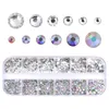 12 rasters Kleurrijke Crystal Nail Art Rhinestones Acryl Nail Stones Kralen Studs Platte Back Shiny Tips 1440 Stks Clear Round Crystal Super Shine