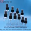 50 PCS Free Shipping 10 30 60 100 ML Clear Transparent New Spray Bottles Black Sprayer Perfume LiquidCosmetic Containers sgood quantity