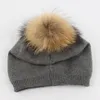 Quality Wool Beanie Hats with Real Removable Fur Ball Winter Warm Fashion Hats for Women Unisex 7 Solid Colors6657090