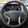 Aosrrun Leather HandEmbroidered Car Steering Wheel Covers For Hyundai Elantra 20112016 Avante I30 20122016 Car Accessories J220808