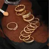 12 sztuk / zestaw Nowy Vintage Gold Knuckle Pierścionki Dla Kobiet Dziewczyny Midi Palce Pierścień Cyrkon Ring Mix Rozmiar Party Prezenty Biżuteria