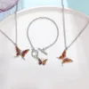 Nouveau collier pendentif papillon thermochromique pour femmes filles Cool drôle détection de température pendentif collier Bracelet ensemble de bijoux