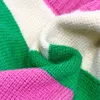 韓国の女の子のセーター秋のセーターカラフルなストライプカーディガン女性のシングル胸Vネックニットウェア居心地の良いルーズカーディガン220112