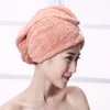 Magic quick dry hair towel absorbing bathing shower cap hairs drying ponytail holder cap lady coral fleece hooded towels GCB14440