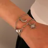 S2764 Mode-sieraden Sun Moon Charm Magnetische Rvs Armband Man Vrouw Koppels Liefhebbers Armbanden Verstelbare Ornamenten 2pcs / Set