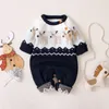 LZH Ins Heißer Verkauf Herbst Winter Neue Mädchen Weihnachten Elch Overalls Baby Jungen Cartoon Stricken Strampler Kinder Kleidung 0-3 jahre 201029