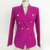 High Street 2020 Nieuwe designer Blazer Women S Double Breasted Lion Buttons Slim Fitting Prachtig Purple Blazer Jacket LJ200824