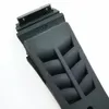 25 mm schwarzes Uhrenarmband, 20 mm Faltschließe, Kautschukarmband für RM011 RM 50–03 RM50–01233h