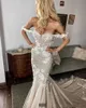 2021 Berta sexy spalle scoperte sirena abiti da sposa in pizzo 3D applique Sweep Train Backless abiti da sposa su misura robe de mariee6828631