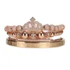 4PC / set Luxury Royal Queen Crown Armband Set Rostfritt stål Pärlor CZ Charms Romerska Armband Bangles För Kvinnor Smycken 220228
