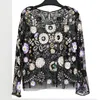 2019 Female Fashion Tops Sexy Party Beaded Sequined Blouses European Runway Style Long Sleeves Shiny Shirts Halloween Costumes T200321