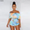 Sommaren 2020 Plus Size BodyCon Rompers Womens Tie Dye Jumpsuits Body Woman Overalls Bodysuit Sexig PlaySuit Body Mujer S3605 T200704