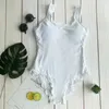 2019 Monokini Mujer Trajes de baño en blanco y negro Hongo Empuja hacia arriba Nuevo Traje de baño de una pieza Traje de baño sexy de doble correa T200708