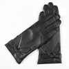 Zimowe prawdziwe skórzane rękawiczki Kobiety Czarny Prawdziwy Goatskin Rękawica Finger Rękawica Moda Marka Mettany Ciepłe Przyjazd GSL0131