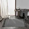 Nordic Rug Grijs Katoen Kwastje Geweven Tapijt Slaapkamer Bed Mat Hand Geknoopte Woonkamer Scandinavië 220301