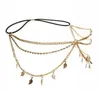 Cadeia Boho Chefe Gold Leaf Tassel Festival Headpiece indiana Prom Headband jóias para mulheres e meninas FD009