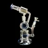 Bongs Recycler Glass Bong 물 담뱃대 Oil Rig 13 "water pipe Birdcage Big Bubbler Mobius 매트릭스 사이드카 비커 Heady 14mm Bowl Three Colors