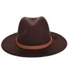 Ontwerper herfst winter jazz hoeden luxe zon hoed vrouwen mannen fedora hoed klassieke brede rand vilt floppy panama cap chapeau imitatie wol cap