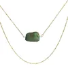 Irregular Natural Jewelry Chrysoprase stone connector necklace 2020 women large big raw slice green quartz crystal double loop9115479