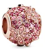 Ciondoli per bracciali Pandora in argento sterling 925 genuino Collezione di ciondoli margherita rosa Ciondolo lanterna Perline Ciondolo cuore blu Crysta per ciondoli perline fai da te