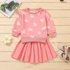 kids Clothing Sets girls outfits Children Love heart print Tops+Pleated skirts 2pcs/set Spring Autumn fashion Valentine's Day baby clothes