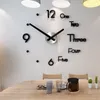 DIY grote wandklok modern ontwerp 3D sticker stille home decor woonkamer acryl kwarts horloge y200110