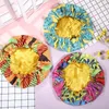 Kids Size African Flower Design Satin Lining Bonnet Colorful Pattern Hair Care Sleep Hat Children Big Loose Beanie Cap