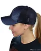 hot sale 29 Colors Glitter Ponytail Ball Cap Messy Buns Trucker Ponycaps Plain Baseball Visor Cap Glitter Ponytail Hats JXW264